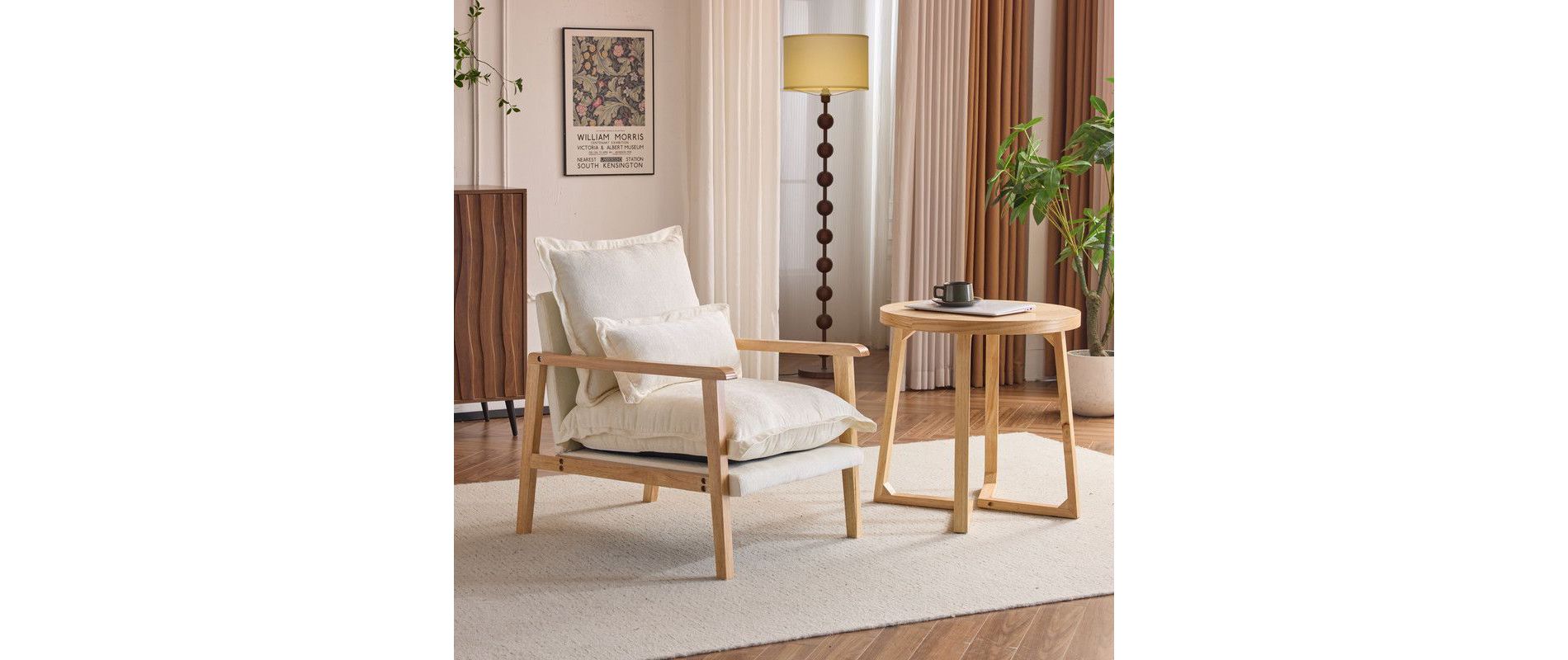 Karl Home Chenille Accent Chair Armchair With Pillow