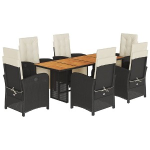 vidaXL Garden Dining Set Black and Cream White - 1 of 4