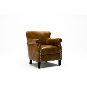 NicBex Faux Leather Accent Chair,Upholstered Living Room Chairs with High Backrest and Solid Wood Legs,Cozy Armchair,Club Chairs for Living Room - 1 of 4