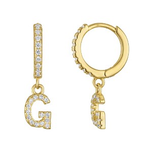Junior Jewels 14K Gold Over Silver Cubic Zirconia Initials Drop Earrings - 1 of 2
