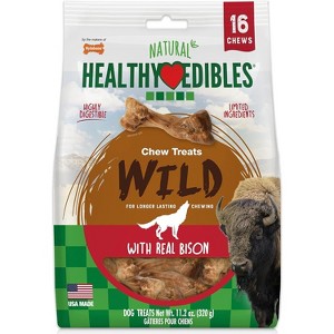 Nylabone Healthy Edibles WILD Natural Long-Lasting Bison Flavor Bone Chew Treats for Dogs, Small (16 Count) - 1 of 4