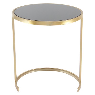 Elegant Gold Metal and Mirrored Glass Round Nesting Tables, Set of 3