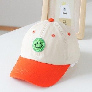 MyKids-USA Baby Smiley Embroidered Pattern Color Matching Design Sunshade Peaked Hats - 1 of 3