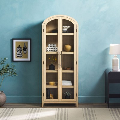 NicBex Farmhouse Bookcase Storage Cabinet Kitchen Pantry 5 Adjustable Shelves Rustic Chic Living Room Furniture