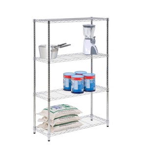Honey-Can-Do 4 Tier 250lb per shelf Shelving Unit Chrome: Steel Wire Storage, 54" H x 36" W x 14" D, Universal Utility Shelves - 1 of 4