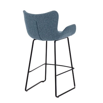 Tara Modern Blue and Black Metal Counter Stool - Set of 2