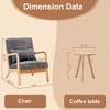 Gulches Mid-Century Modern Accent Chair & Coffee Table Set, Vintage Luxury Leisure Chair (Antique Dark Gray) & Natural Wood Table - 2 of 4