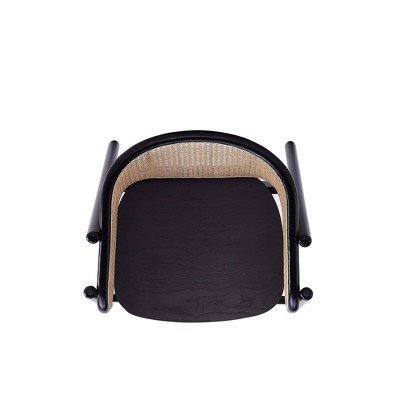 Black Ash Wood Round Dining Table with 4 Cane Chairs