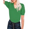 Womens V Neck Sweater Tops Lightweight Soft Sweater Knit Shirts Ribbe Cuff Short Lantren Sleeve Sweater - 3 of 3