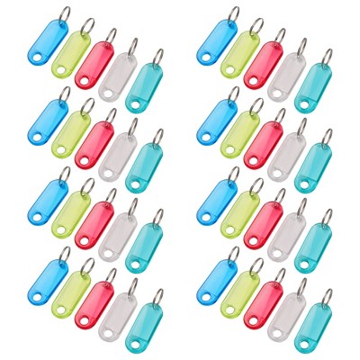 Unique Bargains Plastic Split Ring Id Label Tags Keyrings 2''x 0.9