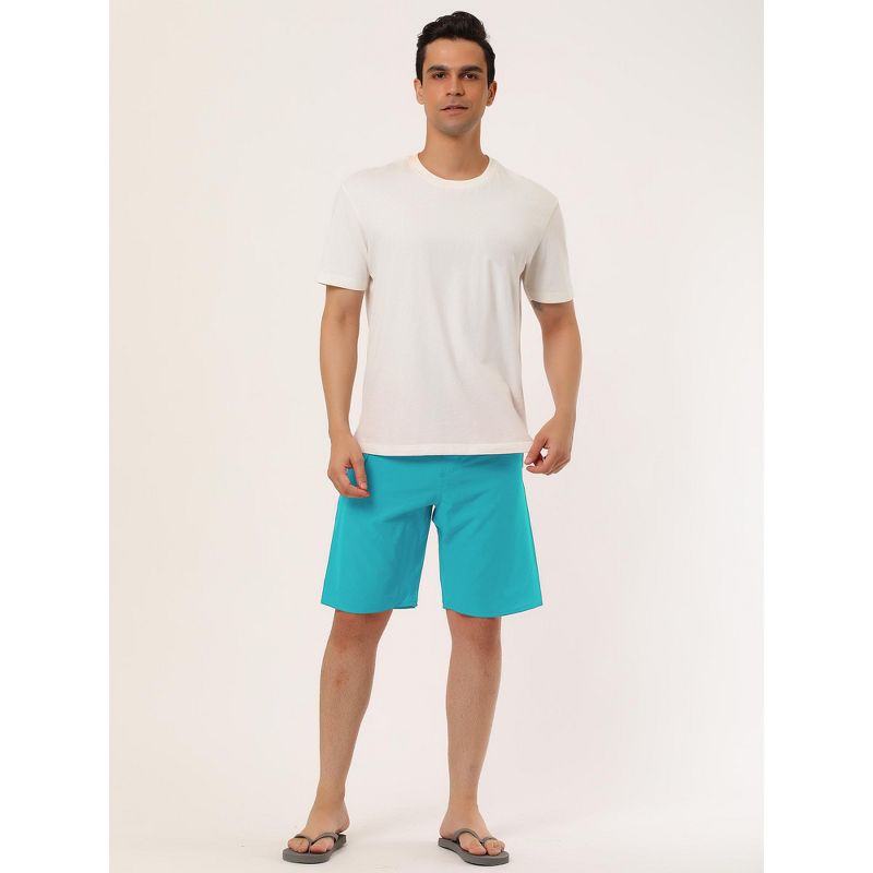Lars Amadeus Men's Board Shorts Solid Color Elastic Waist Drawstring Beach Swimwear Shorts, 3 of 7