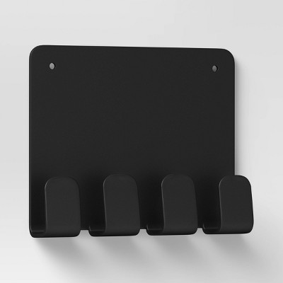 Mini Wall Ledge with Hooks Square Black - Room Essentials™