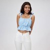 Women's Lace Trim Cropped Cami Top - Wild Fable™ Light Blue - 3 of 4