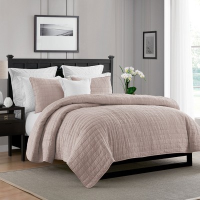 Swift Home | Enzyme Washed Crinkle Channel Stitched 3-Piece Quilt Set