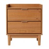 Okak 2-Drawer Bedside Table Mid-Century Modern, Solid Wood Accent Nightstand with Easy-Pull Drawers for Bedroom Small Spaces, Caramel - 4 of 4