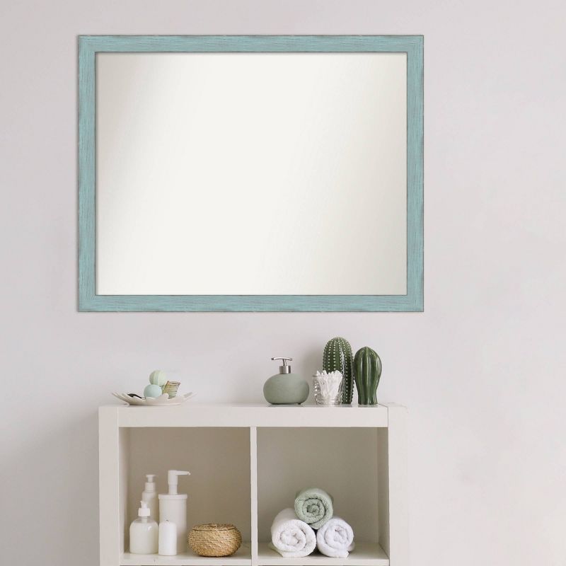30&#34; x 24&#34; Non-Beveled Sky Blue Rustic Wood Bathroom Wall Mirror - Amanti Art, 5 of 11