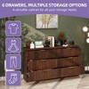 Walnut 6 Drawer Dressers with Fluted Panel Wide Versatile TV Stand Cabinet Table - 4 of 4
