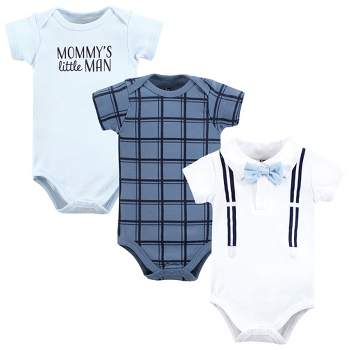Hudson Baby Infant Boy Cotton Bodysuits, Mommys Little Man Polo
