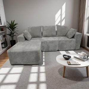 L-Shaped Modular Sectional Sofa Bed with Plush Fabric & High-Density Sponge - 1 of 2