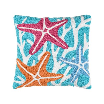 C&F Home 18" x 18" Colorful Starfish Hooked Throw Pillow