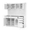 PDTEND 63'' W Buffet with Hutch, Kitchen Storage Cabinet with 6 Drawers, Adjustable Shelves, Towel Rack, Power Outlet - 3 of 4
