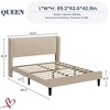 Full/King/Queen Size Bed Frame Luxurious Velvet Upholstery Platform Bed w/Wingback Headboard, Wooden Slat Support No Box Spring Need - 2 of 4