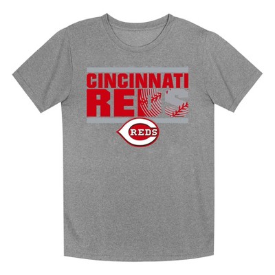 MLB Cincinnati Reds Boys' Gray Poly T-Shirt