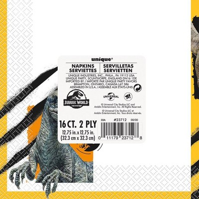 16ct Jurassic World 3 8ct 7&#34; Lunch Paper Napkins