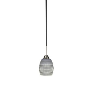 Toltec Lighting Paramount 1 - Light Pendant in  Matte Black/Brushed Nickel with 5" Gray Matrix Shade - 1 of 1