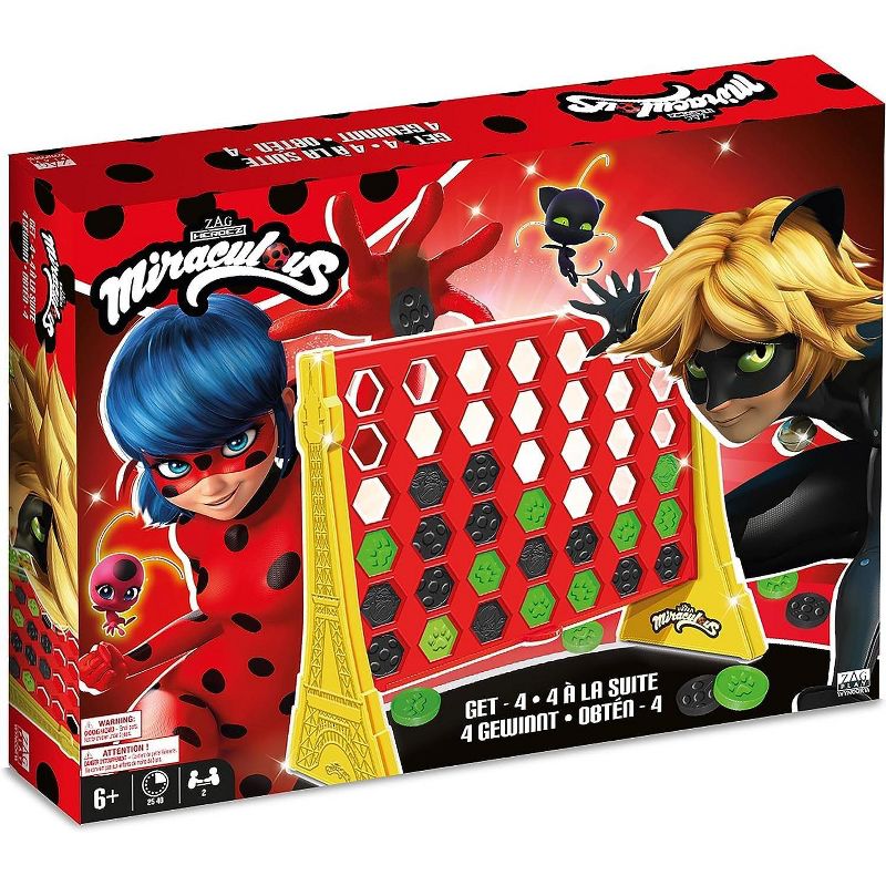 Miraculous Ladybug GET 4, Paris Grid with Connect Ladybug and Cat Noir Tokens, 4 in a Row Game, Strategy Board Games for Kids, 2 Players, Ages 6 & Up, 2 of 8