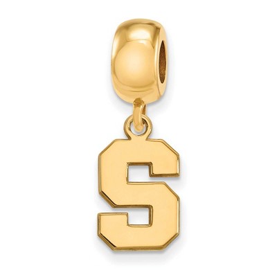 Black Bow Jewelry 14k Yellow Gold Plated Sterling Silver Michigan State Spartans NCAA Bead Charm