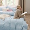 Duvet Cover Set 3pcs Prewashed Fabric Queen Size Bright White - Bedsure - 3 of 4