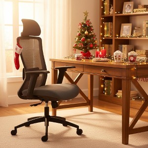 Homy Casa Ergonomic Mesh Executive Office Chair with Adjustable Headrest, 120° Recline and 360° Swivel Chrome Base, Black - 1 of 4