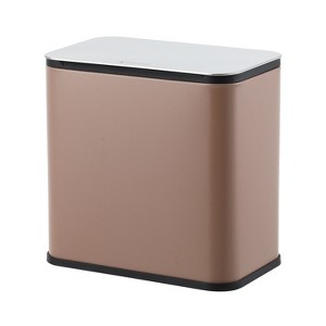 1.3 Gallon/5L Slim Trash Can with Lid, Stainless Steel Small Hanging Garbage Can with Inner Bucket & Charcoal Filter for Kitchen, Bathroom, Cupboard - 1 of 4