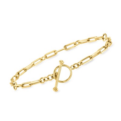 Ross-Simons 18kt Gold Over Sterling Charm-Compatible Paper Clip Link Toggle Bracelet