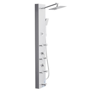 VEVOR Shower Panel Tower System with Rainfall Shower Head, LED, 49 in Brushed Stainless Steel Shower Column, 4-Function Faucet, Silver - 1 of 4
