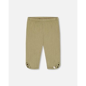 Deux par Deux Girl Crinkle Jersey Capri Legging Olive Green - 1 of 4
