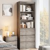 Acekool Tall Bookshelf with Drawers, 3-Shelf Modern Bookcase Storage Cabinet, Ivory Gray, Anti-Tip, for Bedroom Living Room Office - 3 of 4