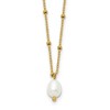 Chisel Stainless Steel Yellow IP-plated Imitation Pearl on a Beaded 16" Plus 2" Ext. Cable Chain Necklace - 2 of 4