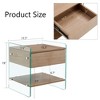 FONTOI End Table with Drawer, Side Table with Tempered Glass, Coffee Table for Living Room, Brown, 15.5"*19"*17.7" - 3 of 4