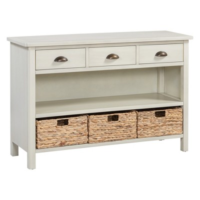 Dexmalle Console Table with 3 Water Hyacinth Woven Baskets