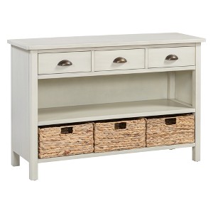 Dexmalle Console Table with 3 Water Hyacinth Woven Baskets - 1 of 4