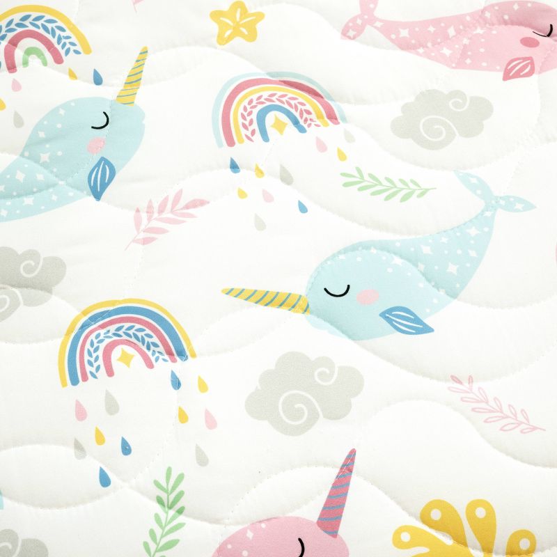 Kids' Magical Narwhal Reversible Oversized Quilt Set White - Lush Décor, 4 of 11