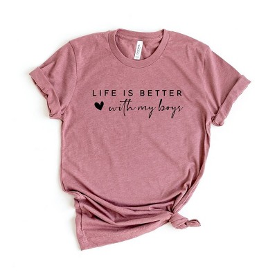 Simply Sage Market Women's Life Is Better With My Boys Heart Short Sleeve Graphic Tee
