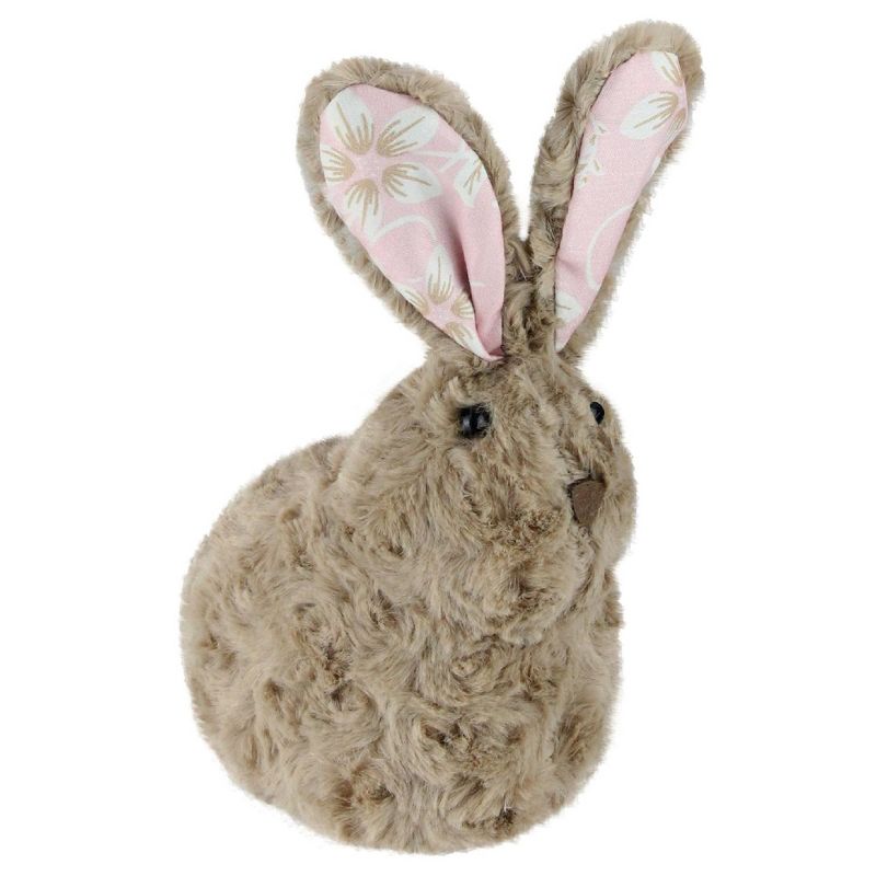 Northlight 8" Plush Floral Eared Bunny Easter Rabbit Spring Figure - Brown/Pink, 1 of 4