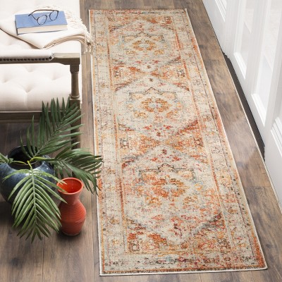 Cream and Multicolor Vintage Persian 2' x 6' Runner Rug