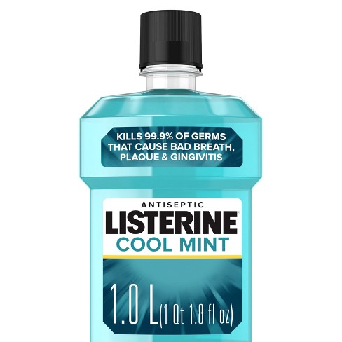 Listerine Antiseptic Mouthwash for Bad Breath and Plaque, Cool Mint, 1L