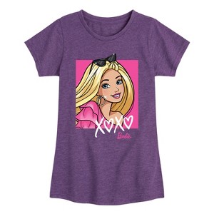 Girls' - Barbie - XOXO Face Fitted Short Sleeve Graphic T-Shirt - 1 of 4