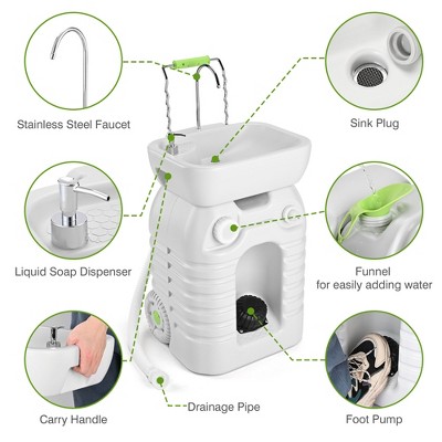 45L White Portable Hand Wash Station with Foot Pump