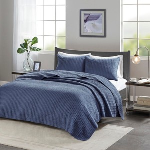 3 Piece Quilt Set Navy Full/Queen - 1 of 1